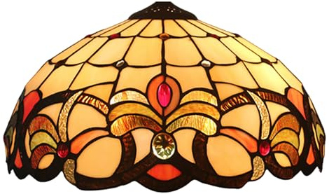 Paralume di ricambio per lampada barocca in stile Tiffany da 16 pollici, solo perline beige e ambra rosse in vetro colorato, accessori per lampade da tavolo, lampade a sospensione e lampade da terra.
