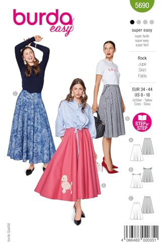 burda easy Schnittmuster Damen Glockenröcke #5690 Gr. 34-44