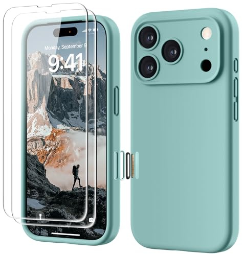 GOODVISH for iPhone 17 Pro Case Silicone with HD Screen Protectors X2, Teal
