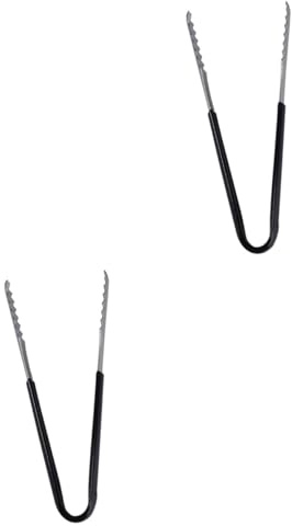 MAGICLULU 2 pièces Pince à Glace Inox avec Manche Caoutchouc Antidérapant Dents Crantées pour Service Boissons et Aliments Usage Professionnel et Domestique