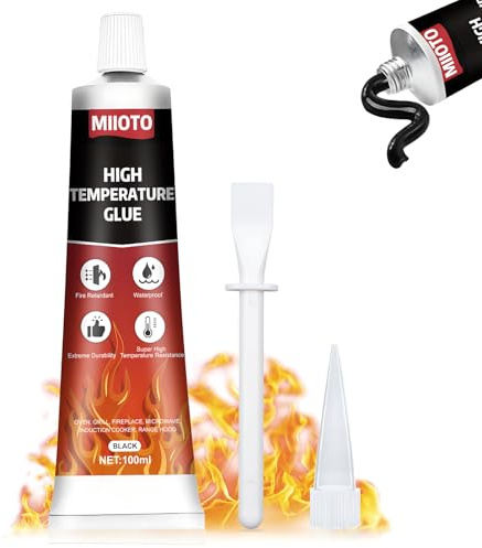 Miioto 100ML Colle Vitre Four,Silicone Haute Temperature,Silicone Noir