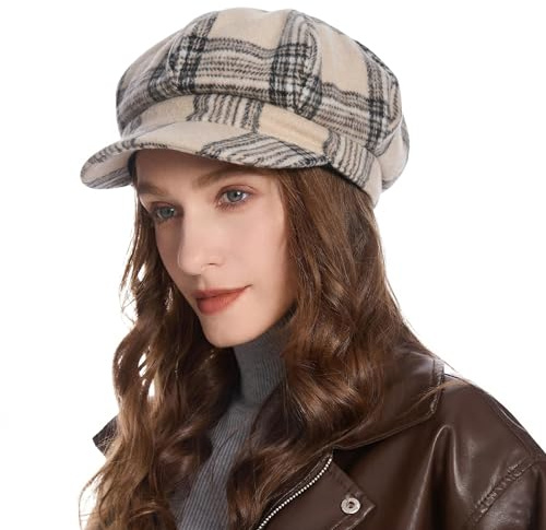 ZLYC Damen Winter Ballonkappe Klassische Schirmmützen Flat Cap | Ballonmütze mit Visor für Herbst Winter