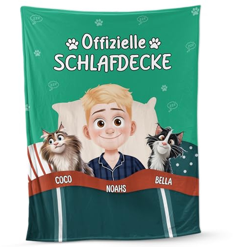 Geschenke Mall Personalisierte Kuscheldecke - Offizielle Nickerchen Decke - Kuscheldecke Katzen, Decke Personalisiert, Decke Mit Katzen, Selbst Gestalten (Männlich, 2)