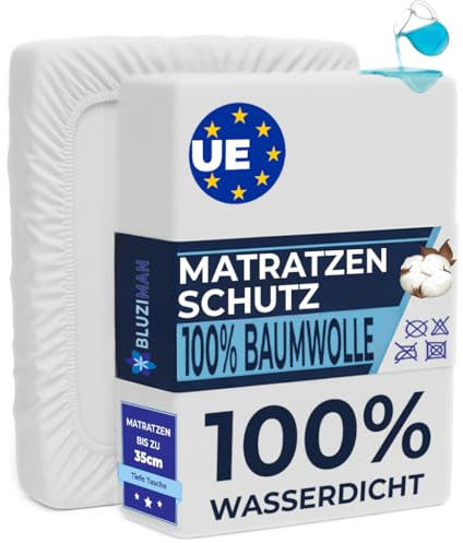 BLUZIMAN® Protege Matelas 140x190, Housse de Protection Matelas Anti Acarien, Hauteur Max. 35 cm, sur Matelas 2 Personnes 140x190, Protege Matelas Coton, Couverture Imperméable (135/140x190/200)