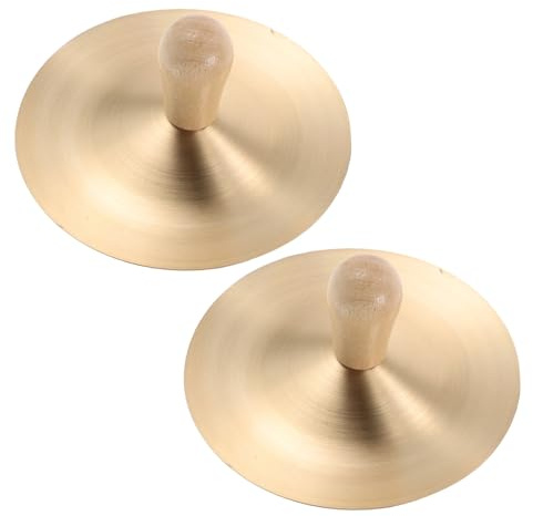 Mikikit Mini Platillos de Mano de Cobre Mango de Madera Instrumento de Percusión Orff de 12 CM Juguete Musical Educativo Portátil para Baile y Desarrollo Rítmico