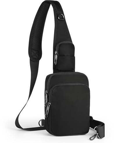 BROADREAM Anti-stöld axelväska bröstväska Sling Chest Crossbody Bag axelväska män kvinnor liten män handväskor med dragkedja lås och RFID-blockering