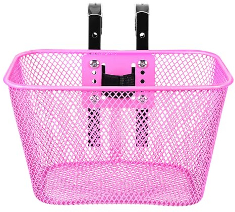 MAGICLULU Cesta Delantera para Bicicleta de Hierro Resistente, Color Rosa, Tamaño Cuadrado con Cierre Rápido, Cesta para Manillar Adecuado Mujeres, Portaequipajes para Ciclismo Recreativo y