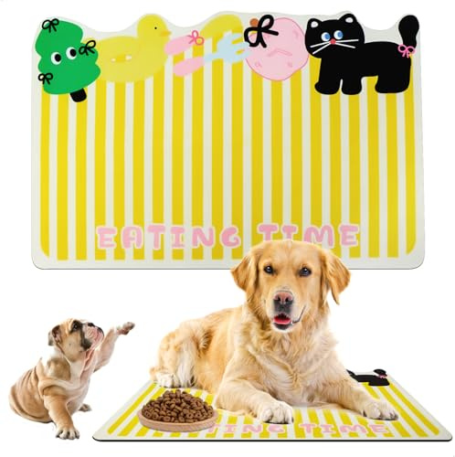 Tappetino Ciotola Cane, Tappetino Ciotole Gatto Antiscivolo, Tappetino Gatto Ciotole Impermeabili, Sottociotola per Cani Super Assorbente, Lavabile, per Cani per Mangiare, 60 X 40 cm