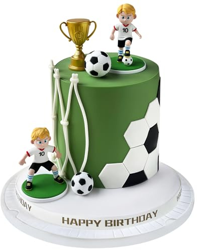 Football Cake Topper, Soccer Ball Player Cake Decorations with Trophy Football Cake Topper for Football Theme Birthday Party Sport Party Supplies