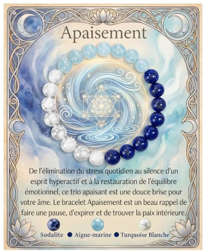 Bivei Bracelet Apaisement et Apaisant Pierre Naturelle Pour Femme et Homme