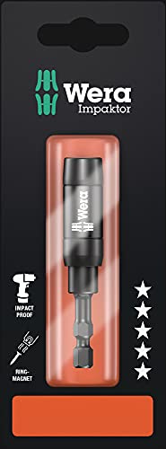 Wera 897/4 IMP R SB Impaktor TriTorsion Bit Holder with retaning ring and ring magnet, 1/4 Hex Drive x 75 mm, 05073990001