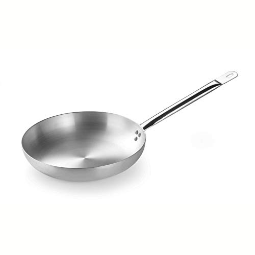 PINTINOX Prima Collection Padella Bassa in Alluminio Crudo Professionale Serie Alu Easy, con Manico Tubolare in Acciaio, Diametro 20 cm