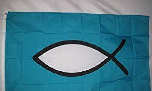 quarks Christian Jesus Fish Teal Flag 3 X 5 3x5 Feet New Polyester
