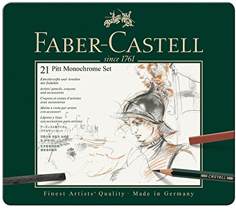 FABERCASTELL PITT MONOCHROME Set medium, 21teiliges Etui