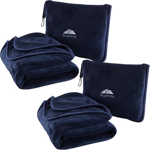 BlueHills Travel Pillow Blanket Compact Large Pack of 2 (T-011)