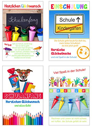 Edition Seidel Set 8 exklusive Karten zur Einschulung mit Umschlag. Glückwunschkarte Grusskarte Einschulungskarte Doppelkarte Schulanfang Schuleinführung Schulstart 1. Klasse Spruch (Foto, 8 Karten)