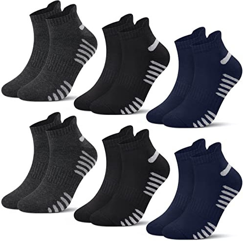 L&K 6 Paar Herren Thermo Sneaker Socken Baumwolle Sportsocken Dicke Gepolsterte-Sohle Frotteesohle 2202 40-44