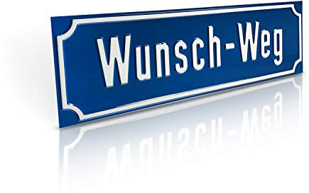 Betriebsausstattung24 Straßenschild mit Wunschtext Prägung personalisiert | 40,0 x 13,0 cm Aluminium blaues Schild weiße Schrift Nostalgisch Wegschild