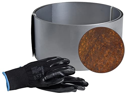 ESTEXO Rasenkante Edel-Rost Beeteinfassung Hochbeet Beetumrandung Mähkante 5 oder 10 m Cortenstahl CortenKräuterbeet Blumenbeet Gemüsebeet Einfassung Rahmen (20 cm x 10 m)