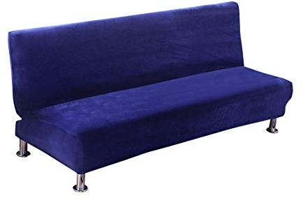 C/N Sofabezug für Schlafsofa, ausziehbar, ohne Arm, für Schlafsofa, 2-Sitzer, 3-Sitzer, Futonbezug, faltbar, Marineblau