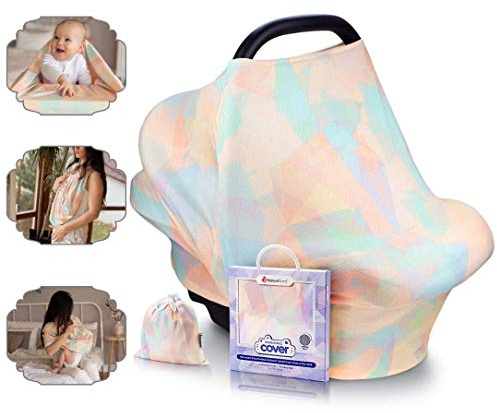 NatureBond Amningsskydd amning | Sekretess babysjal | Använd för baby bilsätesskydd baldakin, kundvagnsskydd, amningshalsduk, babyfilt (Sunset Orange)