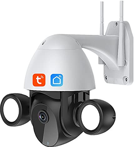 Telecamera proiettore Smart Tuya, Telecamera esterna WiFi 3MP Trigger umanoide PTZ IP AI Tracciamento automatico Audio bidirezionale Visione notturna, Sorveglianza di sicurezza