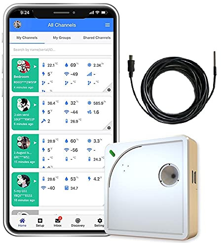 UbiBot WS1 WiFi Temperature & Humidity Sensor with Ambient Light Monitoring – Industrial-Grade Data Logger, 2.4GHz Wireless, 24/7 Alerts, External Probe Support, Free iOS/Android App, IFTTT Compatible