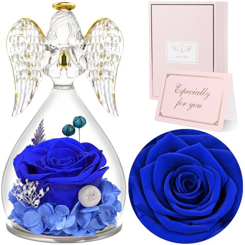 Sunia Ewige Rose Engel Geschenke für Frauen, Engel Figur Geschenke für Mama, Geburtstagsgeschenk für Frauen, Mutter Oma Geschenk, Schutzengel Rose Geschenke zum Muttertag Weihnachten Valentinstag