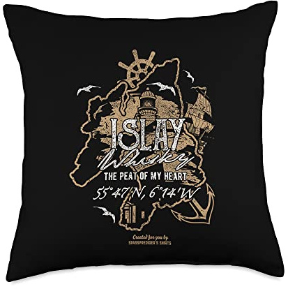 Whisky Fan Design Peat of My Heart Hebrides Island Islay Throw Pillow