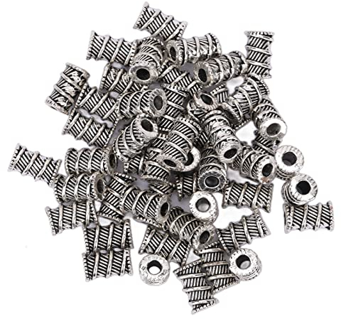 Brrnoo Wikinger-Bartperlen, Silber, DIY-Schmuck, Haarschmuck, Haarflechten, Armband, Anhänger, Halskette, Röhrenfaden, DIY Wikinger-Haarperlen, Nordische Haarröhrenperlen