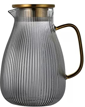 Nff Jarra De Vidrio, Jarra De Vidrio De 2L con Tapa, Jarra De Agua De Vidrio Resistente Al Calor Adecuada For Jugo, Té, Café, Leche (Color : Smoke Grey, Size : 2L)