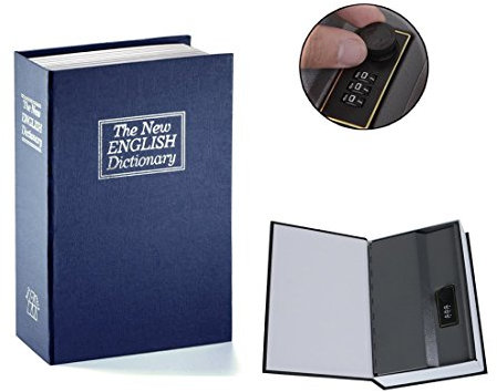 Secret Book Hidden Safe With Lock, Secret box Tikono Home Dictionary Diversion Book Safe with Combination Lock - Security Money Cash Jewelry Gun Stash PASSWORD (Blue)