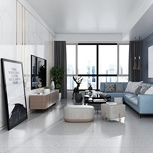 54PCS Self Adhesive Floor Planks, Peel and Stick Vinyl Flooring Square Tiles Cover 5.02m², Stone Effect/Marble Look Waterproof Floor Stickers for Kitchen, Living Room, Easy DIY (Granite Grey Stone)