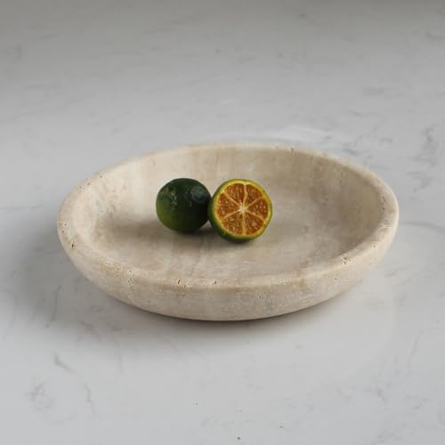 Natural Marble Travertine Ring Dish Jewelry Tray 5.5 for Women, Marble Trinket Dish for Key Earring Nightstand, Mother's Day Engagement Birthday Gift - Beige Travertine