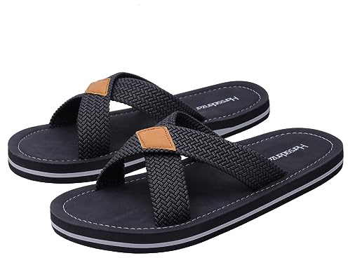 Harssidanzar Men's Cross Slide Summer Slippers Indoor Outdoor KM229UK
