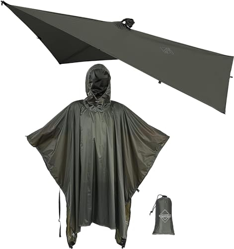 onewind Premium Regen Poncho für Männer und Frauen, wiederverwendbare atmungsaktive leichte wasserdichte Regenmantel Getriebe mit Kapuze und Sack, OD Green