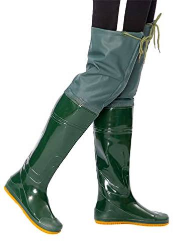 HWBZSZY Angeln Stiefel Männer Frauen Weiche Sohle Regen Stiefel Angeln Boots Teich Garten Arbeits Über Knie Waten Hose wasserdichte Verschleißfest Jagd Waten Schuhe Hosen,Grün,39 EU