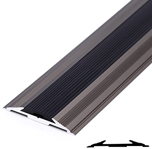 GLJTUO Aluminium-Übergangsstreifen Von Fliese Zu Laminat, 4,4 cm Breit, Holz-Zu-Fliesen-Kante, Zierleiste Für Hauswand, Hartholzboden, Anpassbare Größe (Schwarz)