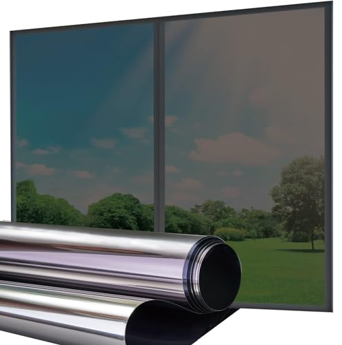 Lifetree Lámina de Espejo para Ventanas, Reflejo del Calor, autoadhesiva, protección Solar, Control de Grado de Calor, protección contra UV (Negro, 90 x 200 cm)