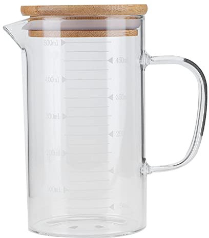 Taza Medidora De Vidrio De Borosilicato Con Tapa, Vaso Medidor De Vidrio, Vaso Medidor De Líquido, Vasos Para Beber, Jarras Medidoras Con Mango Resistente Al Calor, Boquilla En Forma De V(500ml)