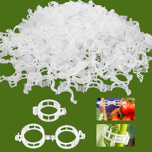 Hillylolly 300 Stück Pflanzenclips Tomaten, Tomatenclips Verbinden Weiß, Pflanzenklammern Tomaten, Praktischer Pflanzenstützclip, Pflanzenclips für Kletterpflanzen, Pflanzen Stützklammern Doppelt