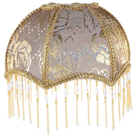 Yardenfun Vintage Lampenschirm Für Stehlampe E27 Verschleißfester Schirmförmiger Stofflampenschirm Mit Fransen Dekorative Lichtabdeckung Für Wohnzimmer Schlafzimmer Büro