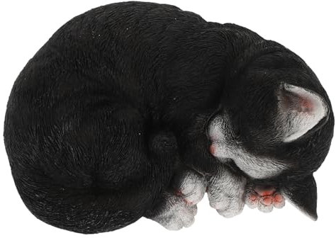FUNOMOCYA Gartenskulptur Aus Harz Katzenstatue Für Draußen Katzenfigur Für Rasen Und Terrasse Katzenskulptur Für Garten Und Landschaft Realistische Katzendekoration
