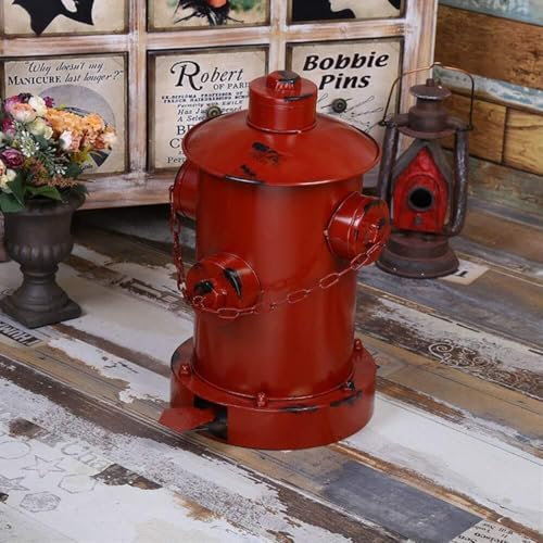 Suixtil Poubelle Cuisine Poubelle Vintage Style Industriel Créatif en Fer Forgé Vieille Bouche D'incendie Pédale Poubelle Décoration 30 * 34 * 43 cm Rouge