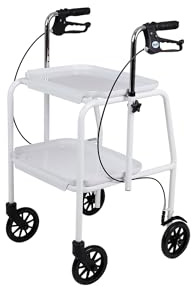 Millercare Walker Trolley - Durable Mobility Walker with Adjustable Height & Lockable Hand Brakes - Easy to Clean & Maneuver - Perfect Mobility Aid for Elderly & Disabled Users | White