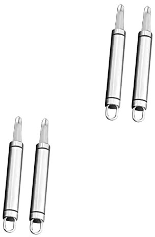 Amosfun 4 Pz carotatore in Acciaio Inossidabile Dispositivo di rimozione della Fossa Torsolo per Ananas levatorsoli levatorsolo Dispositivo di rimozione del Nucleo Longan Corer Silver