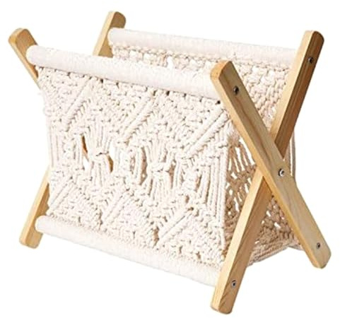 Qeunrtiy Revistero Bohemio Tejido Con Cuerda - Cesta Para Revistas Con Diseño De Tela De Cuerda - Almacenamiento Para Revistas