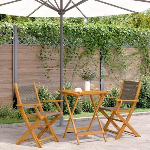 LXYZWRW Outdoor-Möbel 3-teiliges Bistro-Set Grau Polypropylen und Massivholz Outdoor Möbel Sets