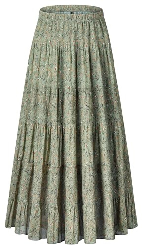 NASHALYLY Women’s Chiffon Elastic High Waist Pleated A-Line Maxi Skirts