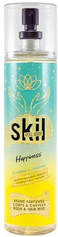 SKIL - Brume Parfumée Femme HAPPINESS - Collection Feel Good - Parfum Rose Vanille - Flacon Vaporisateur 250 ml - Fabriqué en France à Grasse